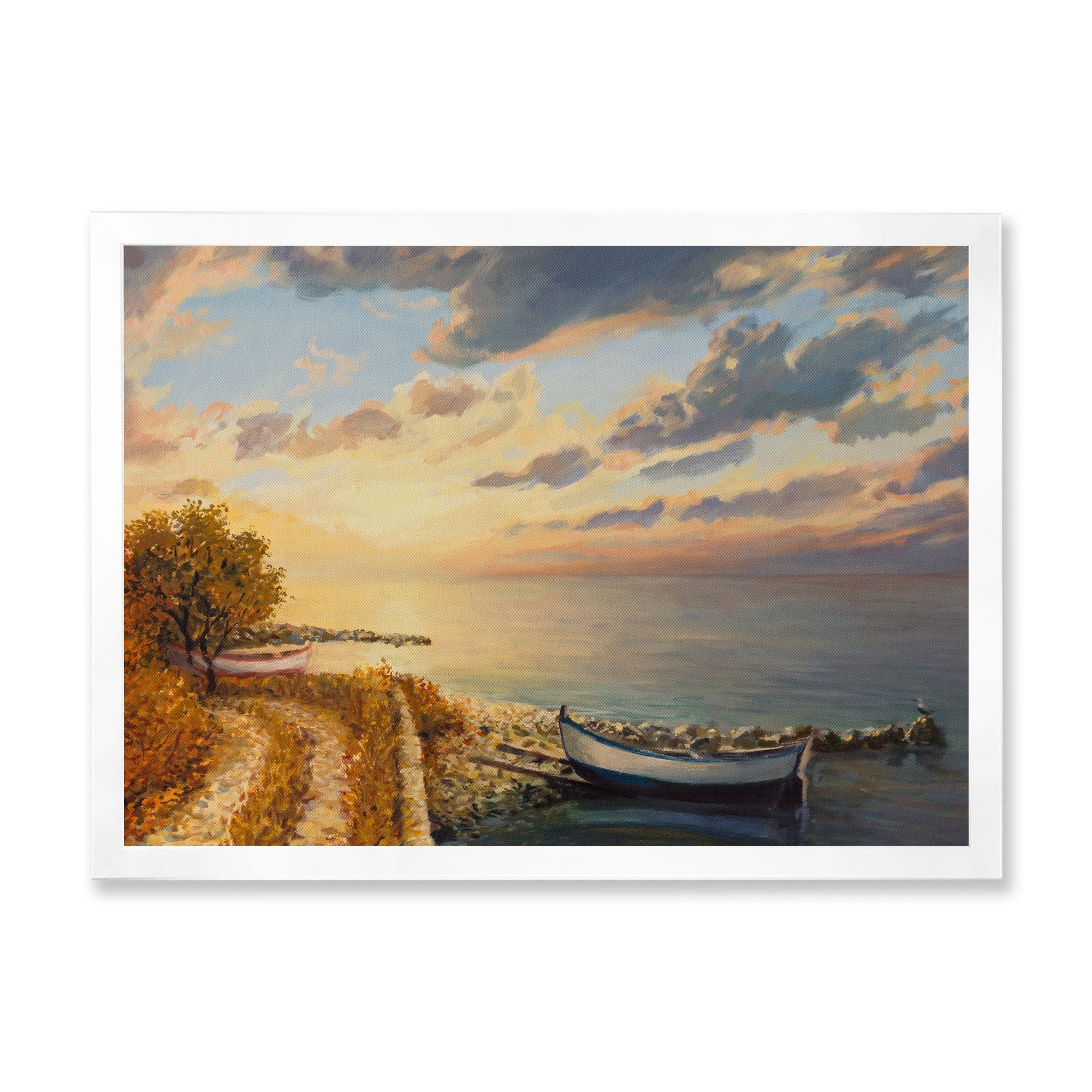 Designart 'Romantic Morning By The Sea' Nautical & Coastal Framed Art Print
