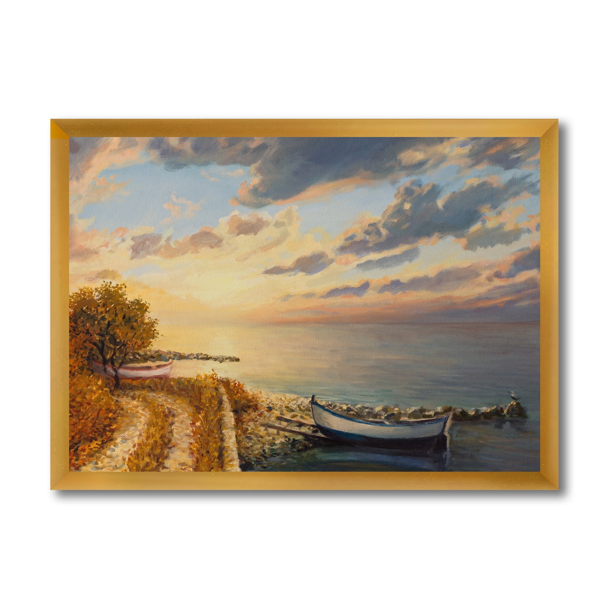 Designart 'Romantic Morning By The Sea' Nautical & Coastal Framed Art Print
