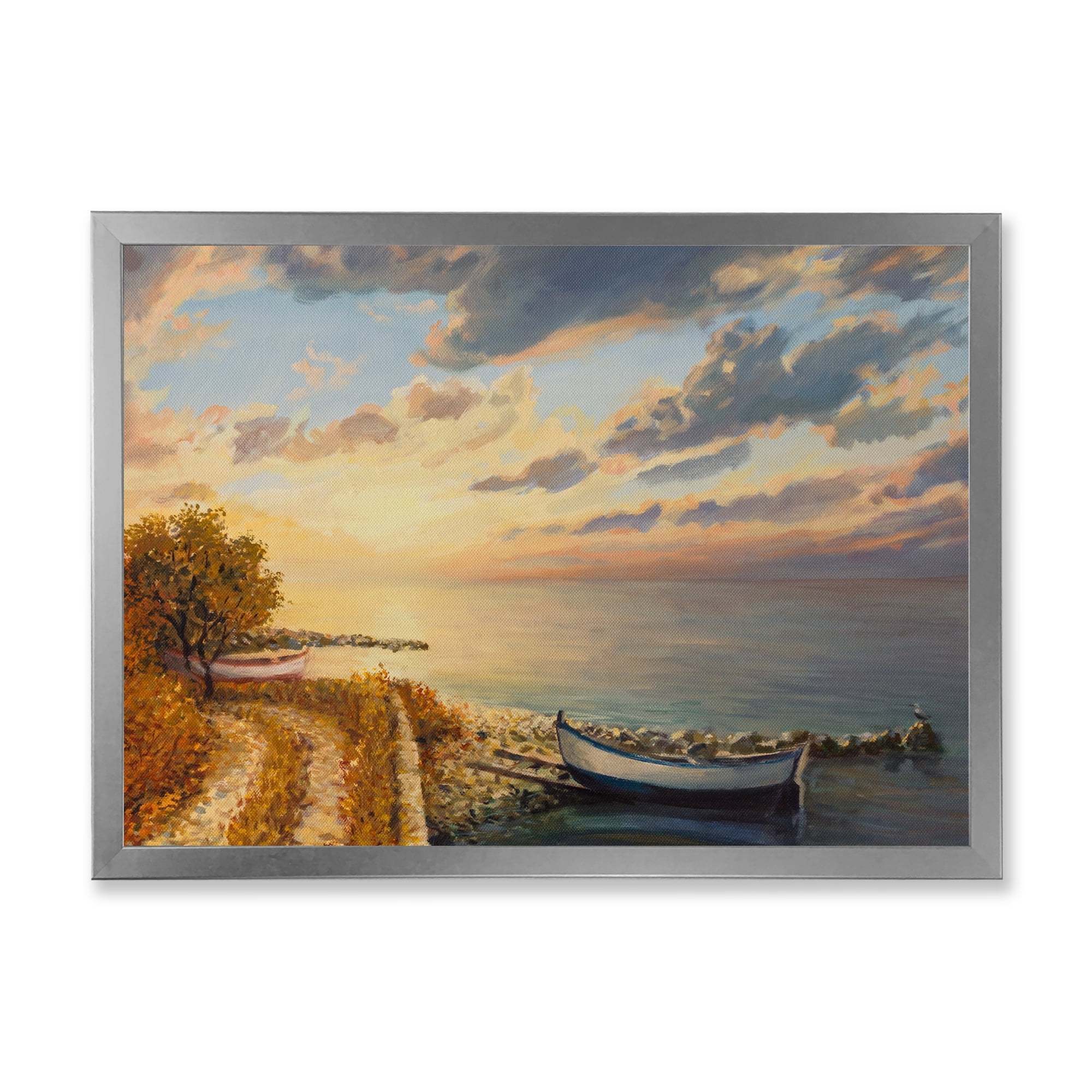Designart 'Romantic Morning By The Sea' Nautical & Coastal Framed Art Print
