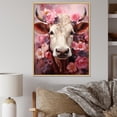 thumbnail image 1 of Designart "Romantic Pink Portrait Of A Cow" Animals Cow Floater Framed Canvas Prints, 1 of 5