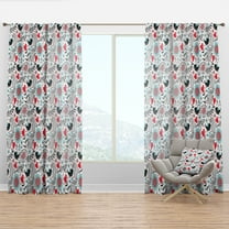 Designart 'Romantic Red Floral Pattern' Traditional Curtain Panel