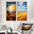 thumbnail image 1 of Designart "Romantic Sunset Amidst Rural Wheatfield I" Meadow Framed Wall Art Set Of 2 - Traditional Yellow Framed Wall Art Set Of 2, 1 of 6