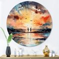 thumbnail image 1 of Designart "Romantic Tropical Getaway II" Modern Landscape Beach Metal Round Wall Art Prints, 1 of 5
