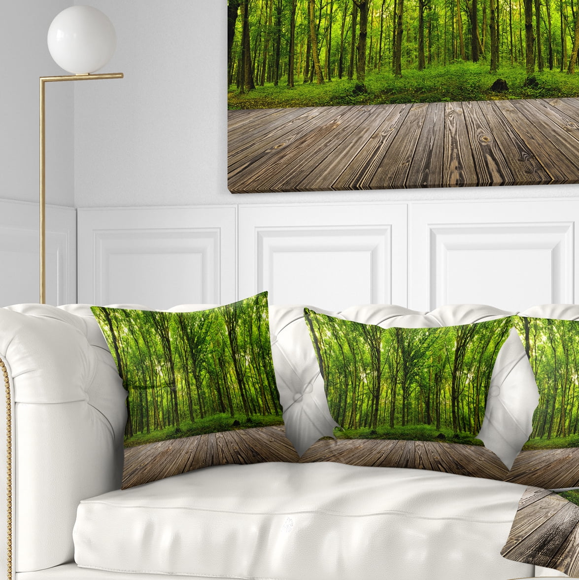 Designart Room Interior in Forest - Landscape Printed Throw Pillow - 16x16