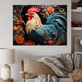 thumbnail image 1 of Designart "Rooster Among Orange Flowers Blue" Animals Canvas Wall Art, 1 of 5