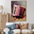 thumbnail image 1 of Designart "Rose Accordion Serenade in Pink" Music Framed Wall Art - Vintage Pink Music Bedroom Framed Canvas Wall Art, 1 of 6