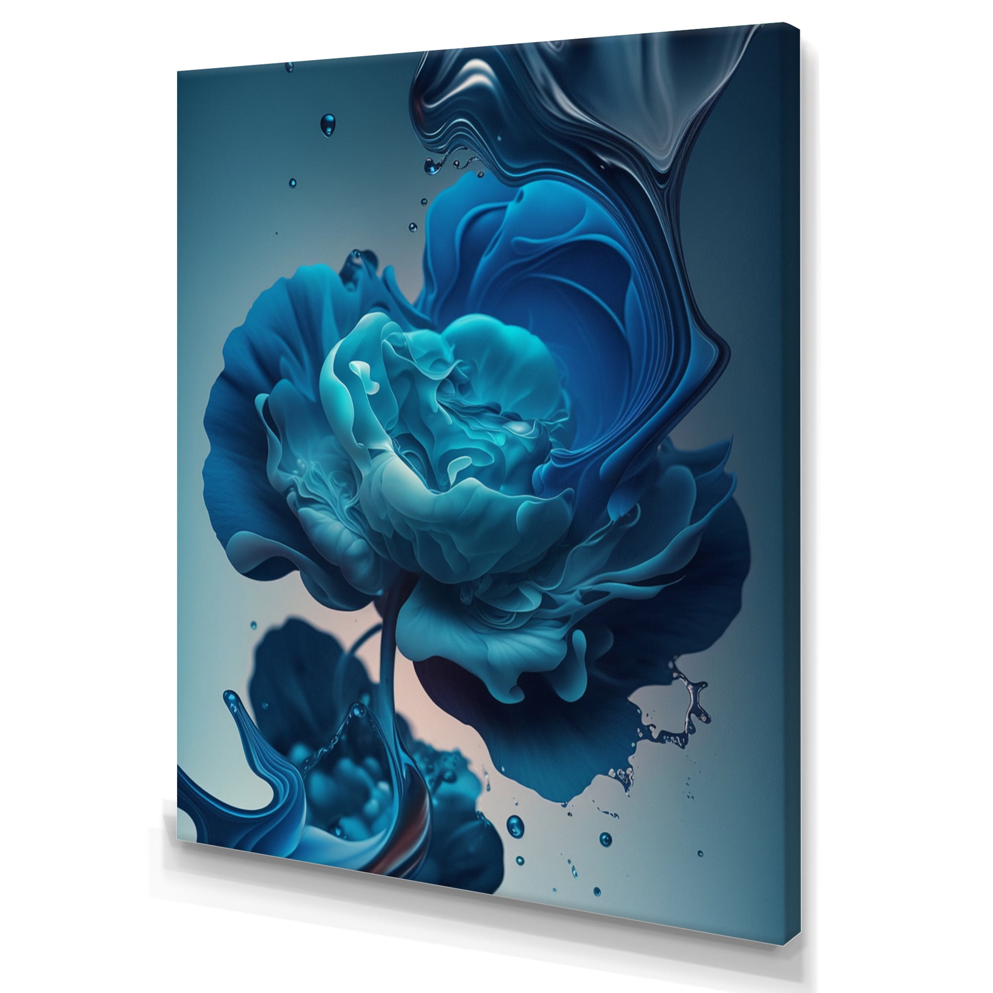 Designart Rose Blue And White I Canvas Wall Art