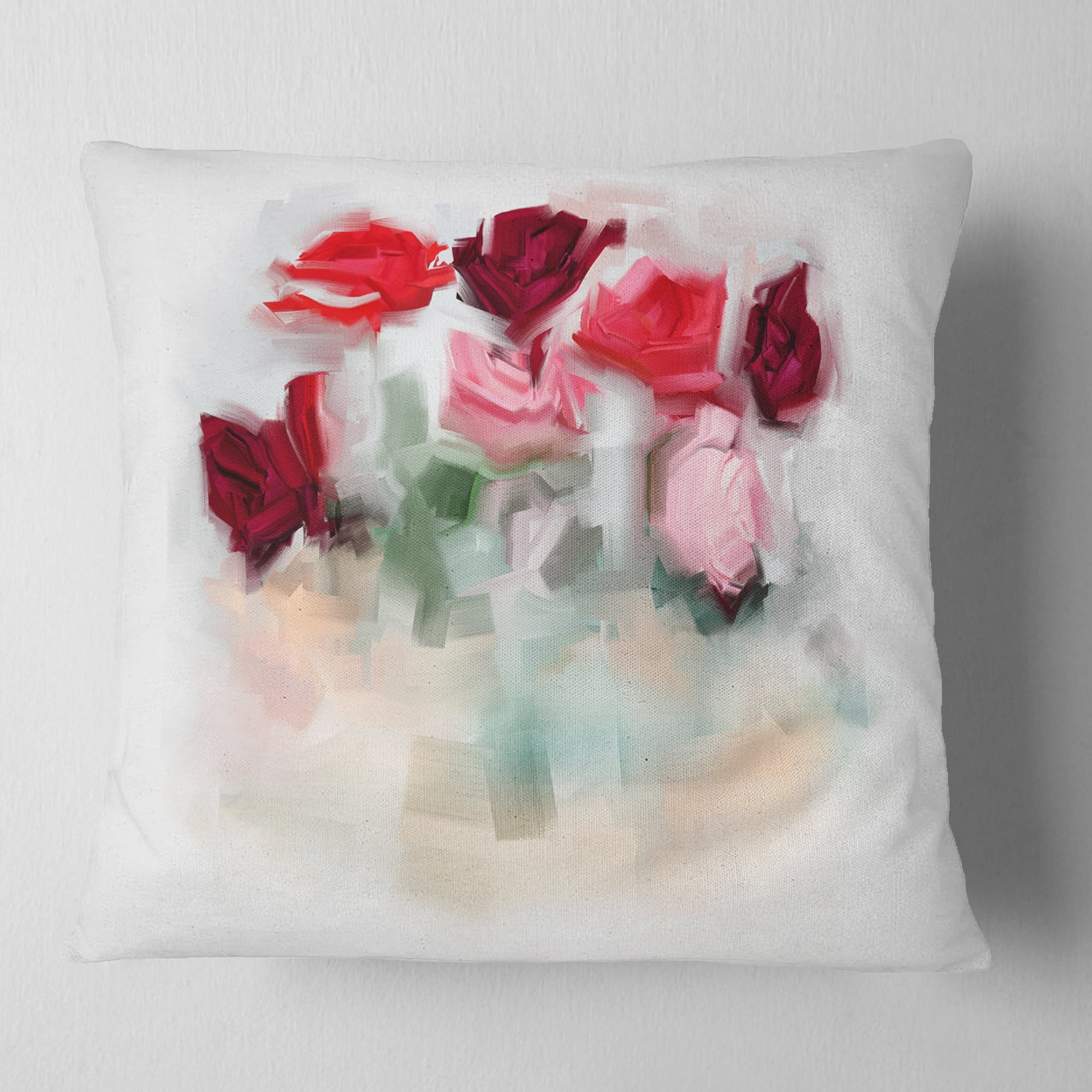 Designart Rose Floral Watercolor Illustration - Animal Throw Pillow - 18x18