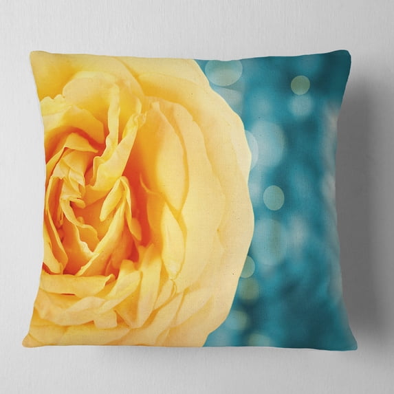 Designart Rose Flower with Lit up Background - Floral Throw Pillow - 18x18
