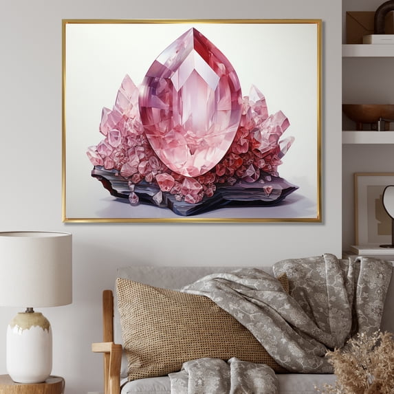 Designart "Rose Quartz Spiritual Stone" Spiritual Stone Floater Framed Canvas Art Print
