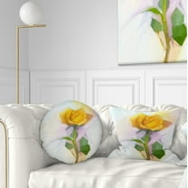 Designart Rose With Green Leaves Painting - Floral Throw Pillow - 12x20