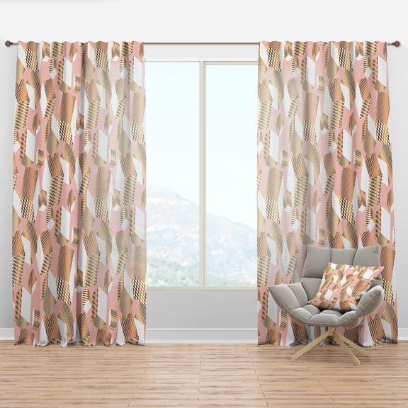 Designart 'Rose and Gold Cubes I' Mid-Century Modern Curtain Panel