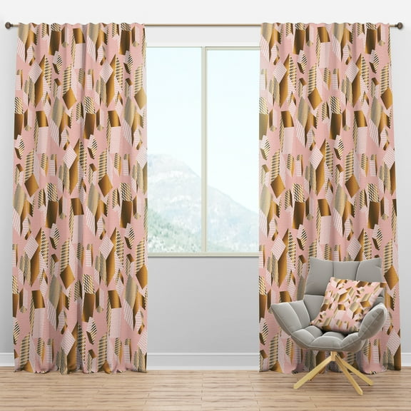 Designart 'Rose and Gold Cubes II' Mid-Century Modern Blackout Curtain Panel