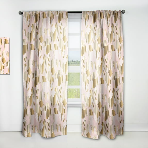 Designart 'Rose and Gold Cubes II' Mid-Century Modern Curtain Panel