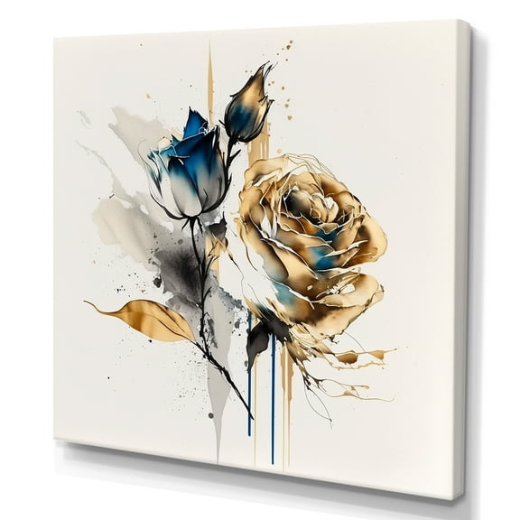 Designart Roses Flow Flower On Abstract Fusion I Canvas Wall Art