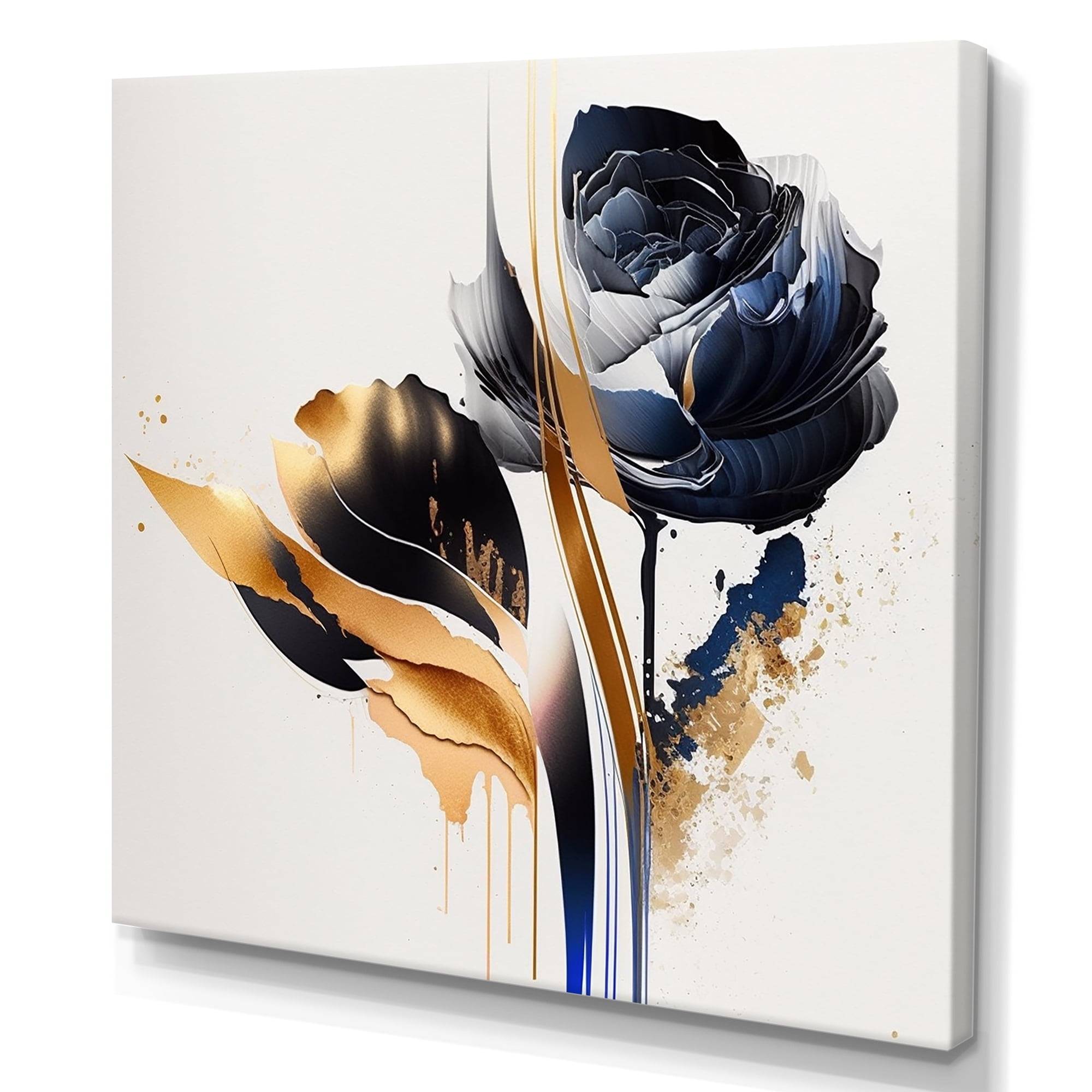 Designart Roses Flow Flower On Abstract Fusion III Canvas Wall Art