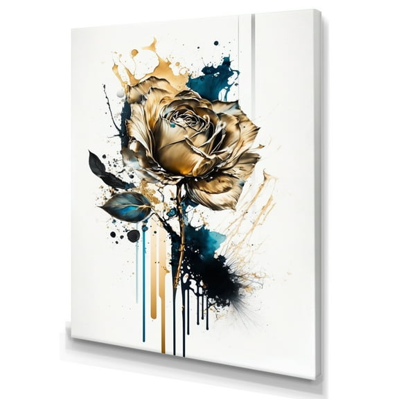 Designart Roses Flow Flower On Abstract Fusion V Canvas Wall Art
