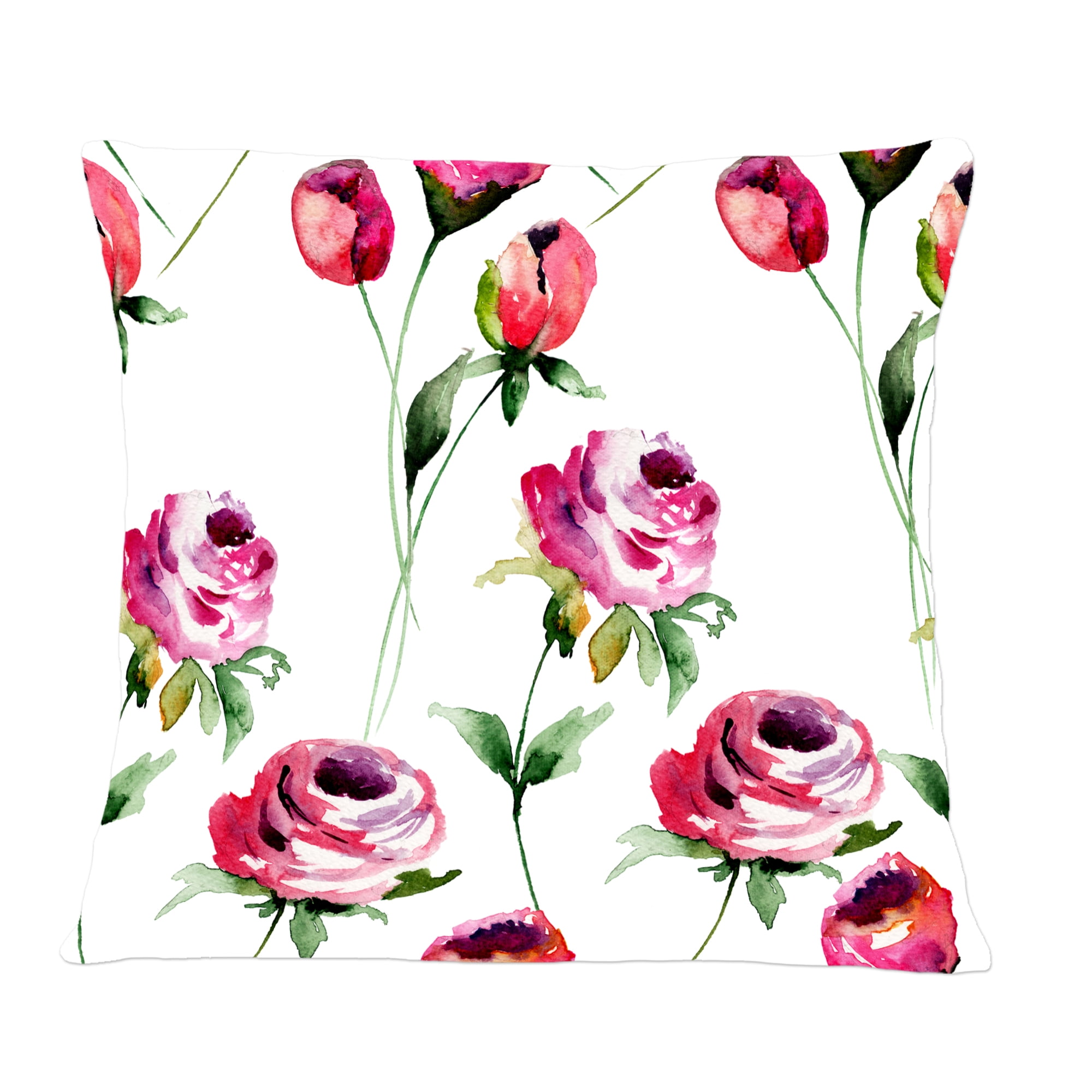 Designart Roses Flowers Pattern' Mid-Century Modern Throw Pillow - 12x20