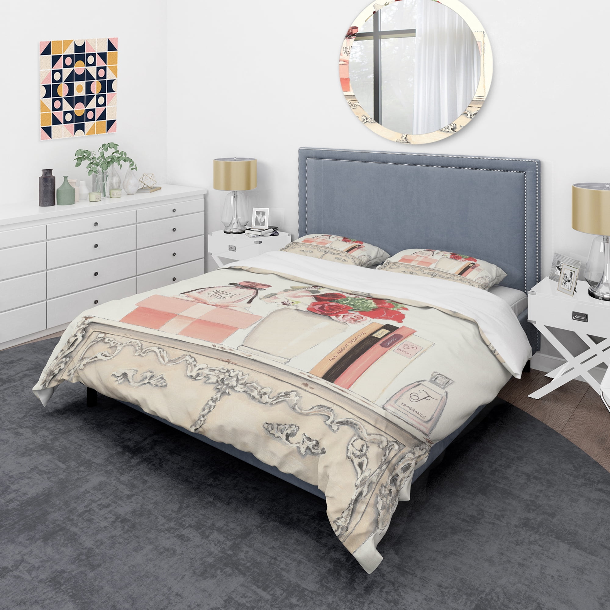 Designart 'Roses, Fragrance and Glamorous Belle Parfum' Glam Duvet Cover Set