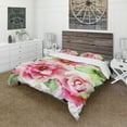 thumbnail image 1 of Designart 'Roses and Gerber Flowers Watercolor' Country Duvet Cover Set, 1 of 4