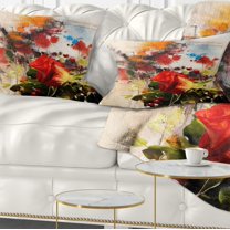 Designart Roses and Sunny Day Watercolor - Floral Throw Pillow - 12x20