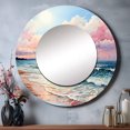 thumbnail image 1 of Designart "Rosy Shoreline Whispers" Beach & Ocean Rund Mirror For Wall Decor - Large Pink Round Print Mirror - Round Coastal Mirror 23" x 23" Inch - Wall Mounted Round Large Mirror, 1 of 5
