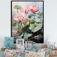 thumbnail image 1 of Designart "Rosy Verdant Dharma Craft Blossom Pool" Buddhism Floater Framed Wall Art Print, 1 of 7