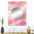 thumbnail image 1 of Designart "Rosy Waves in Geode Marble II" abstract marble Mirror Wall Decor - Modern Pink Abstract Mirror Wall Art For Bathroom - 32" x 24" Inch, 1 of 5