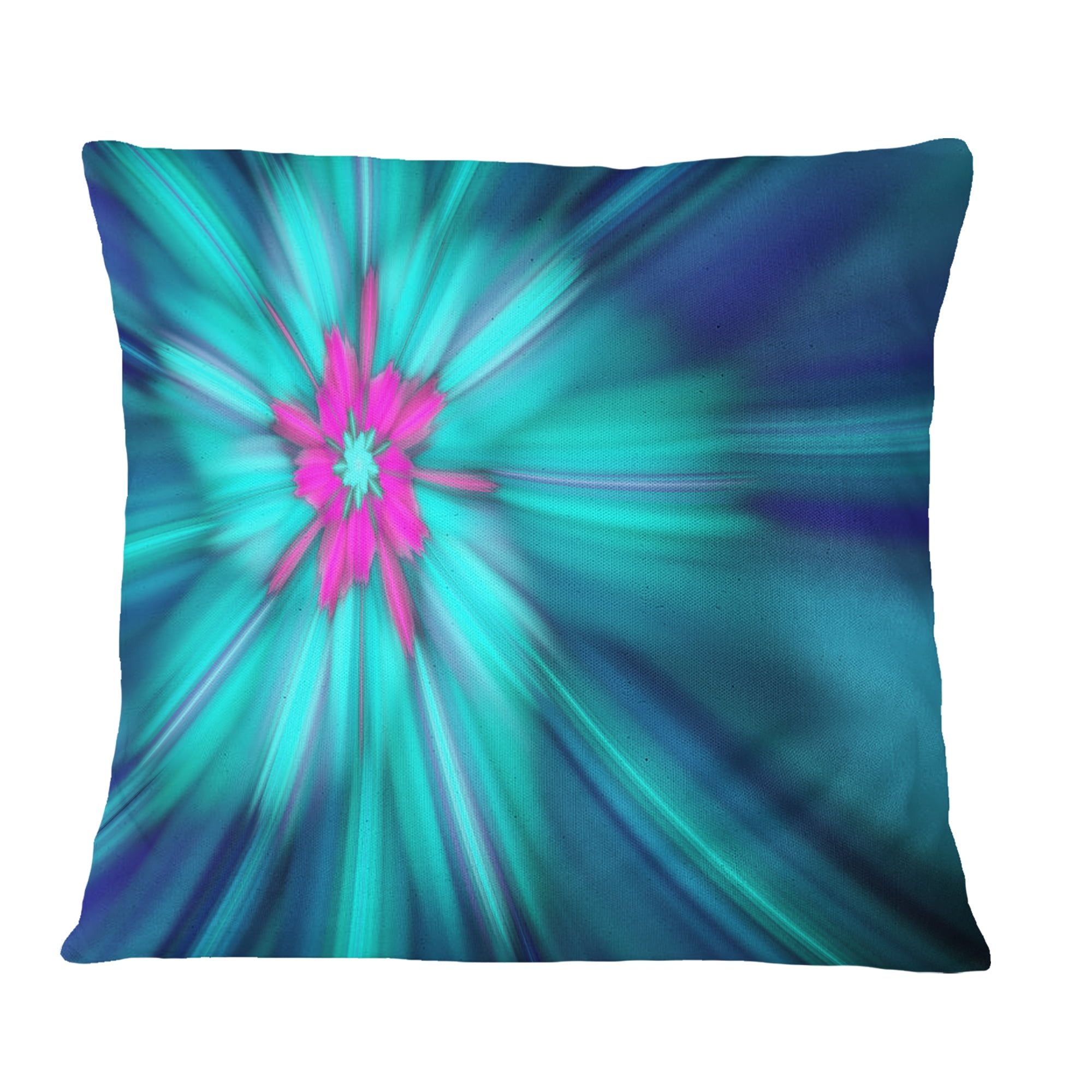 Designart Rotating Blue Fireworks - Floral Throw Pillow - 18x18