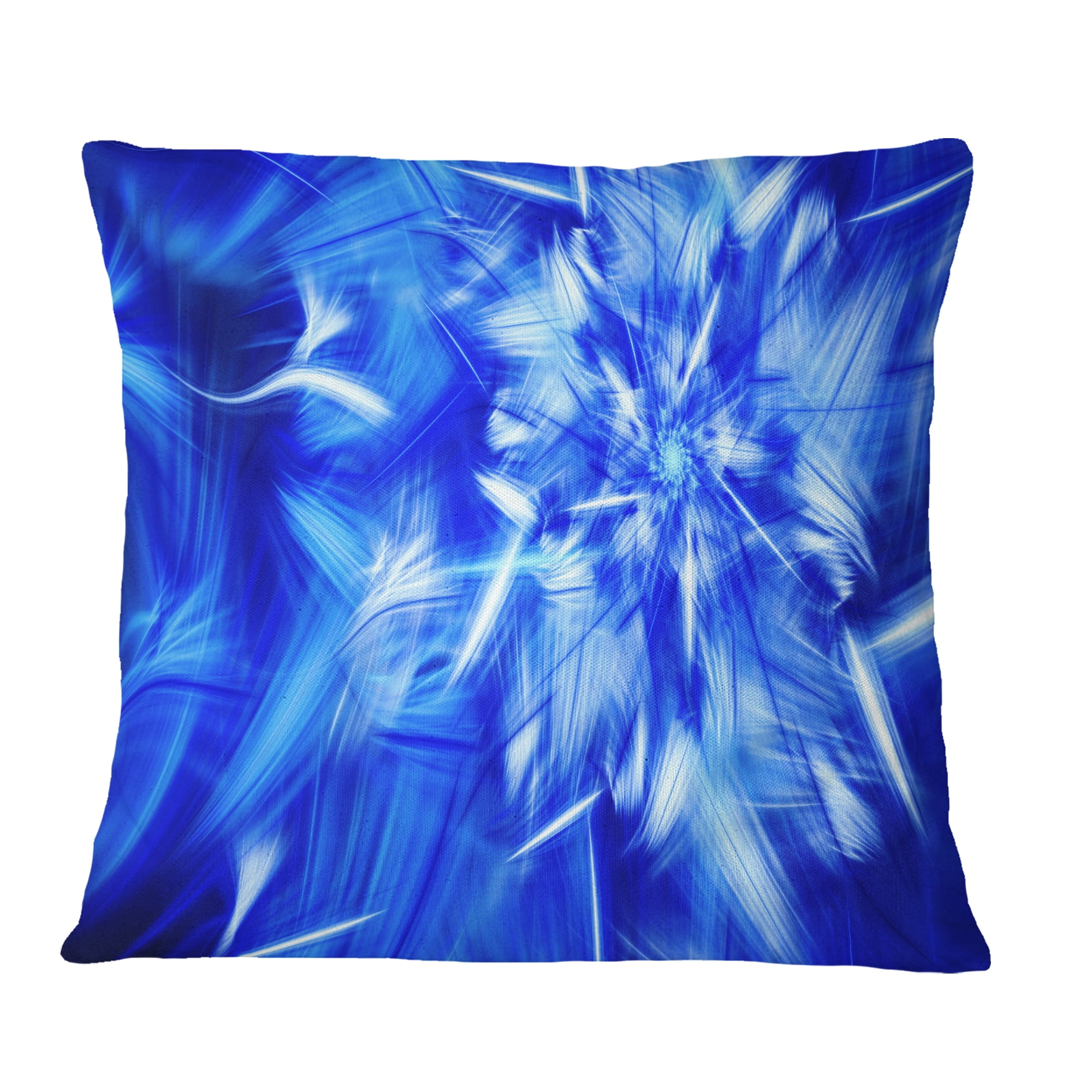 Designart Rotating Bright Blue Fireworks - Floral Throw Pillow - 18x18