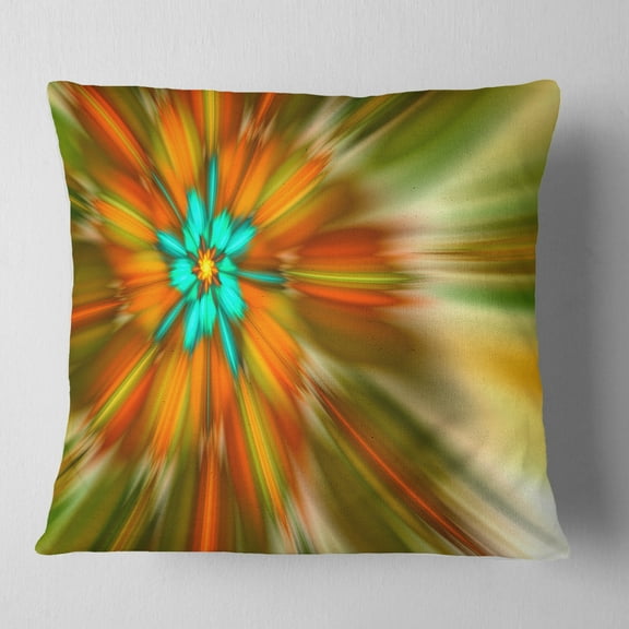 Designart Rotating Bright Fractal Flower - Abstract Throw Pillow - 16x16