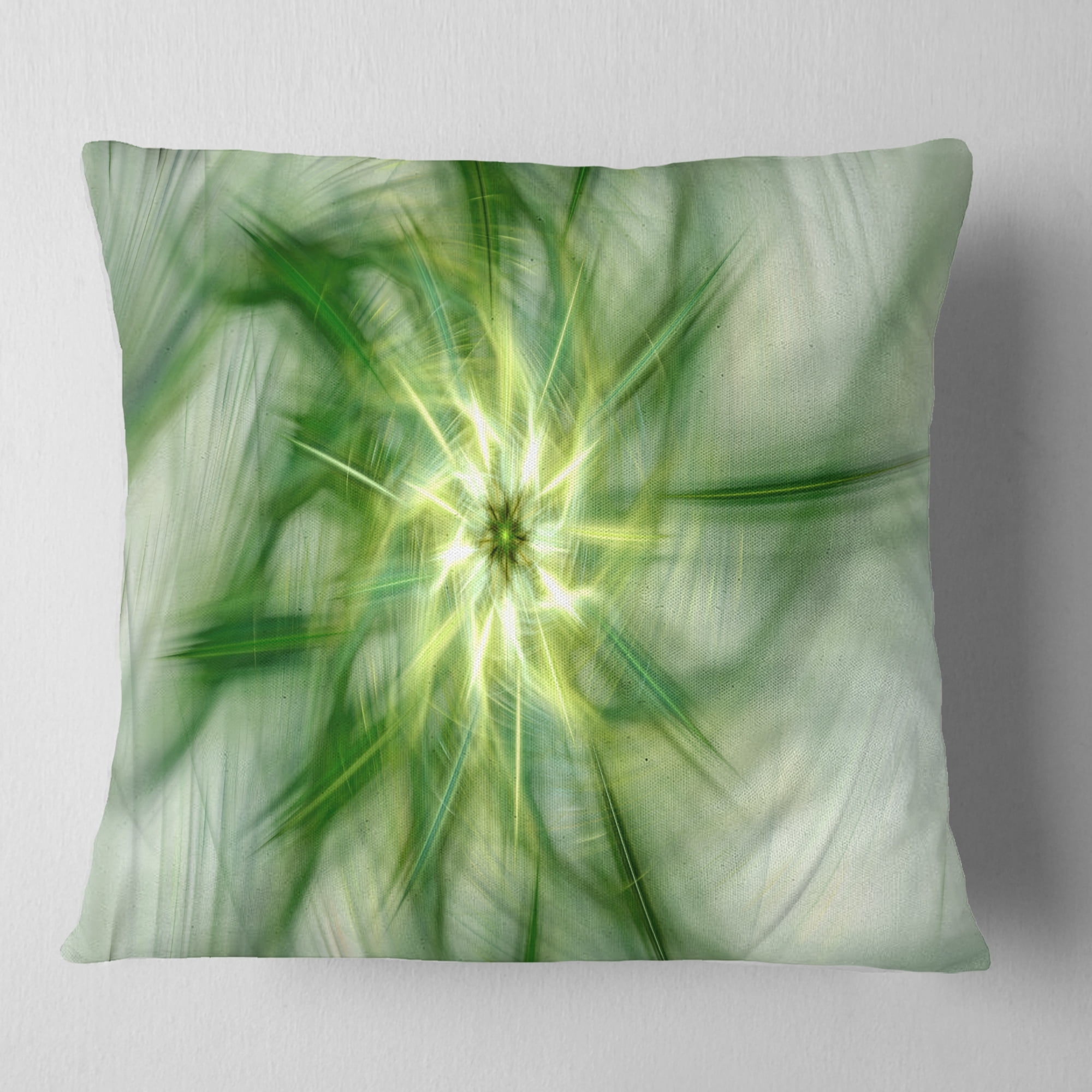 Designart Rotating Bright Green Flower - Abstract Throw Pillow - 18x18