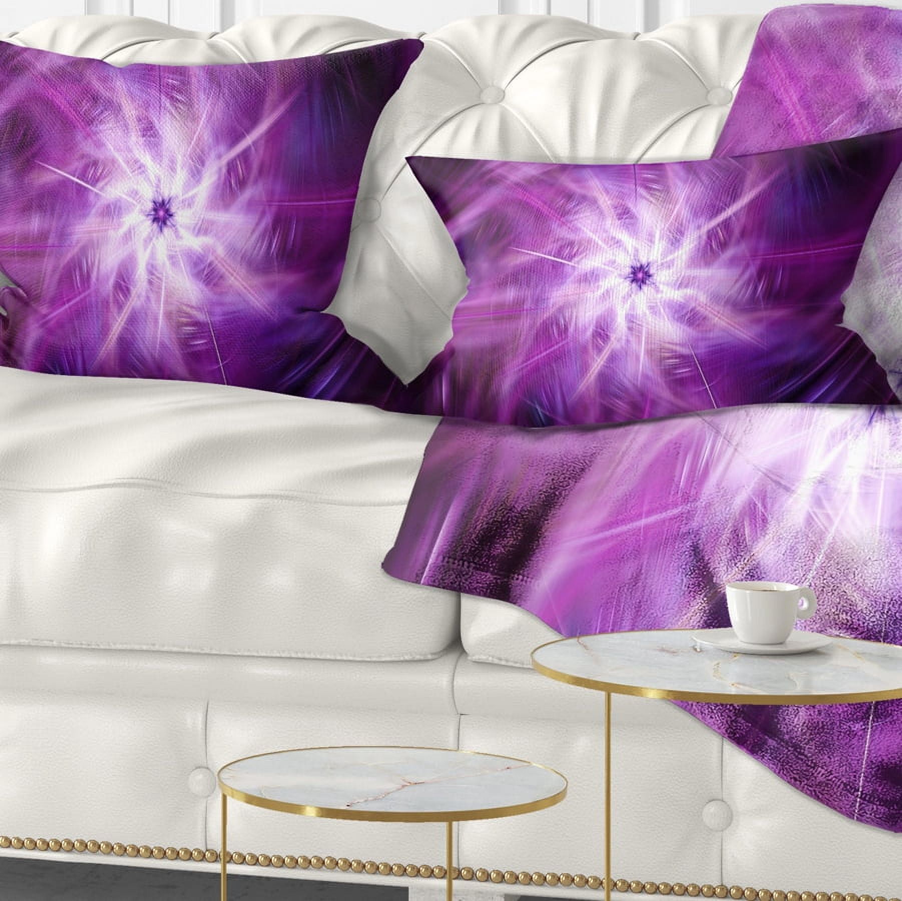 Designart Rotating Bright Purple Fireworks - Floral Throw Pillow - 12x20