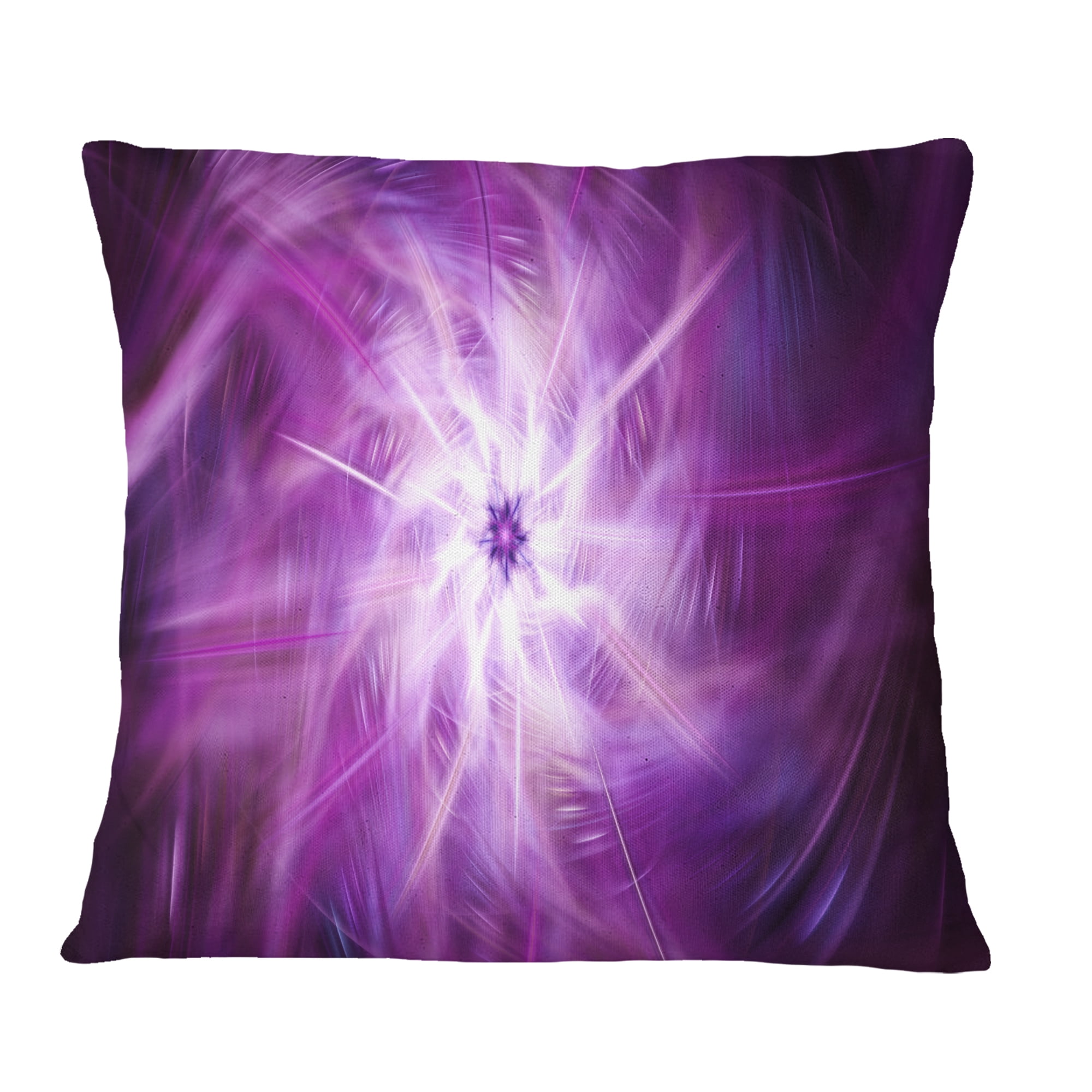 Designart Rotating Bright Purple Fireworks - Floral Throw Pillow - 18x18