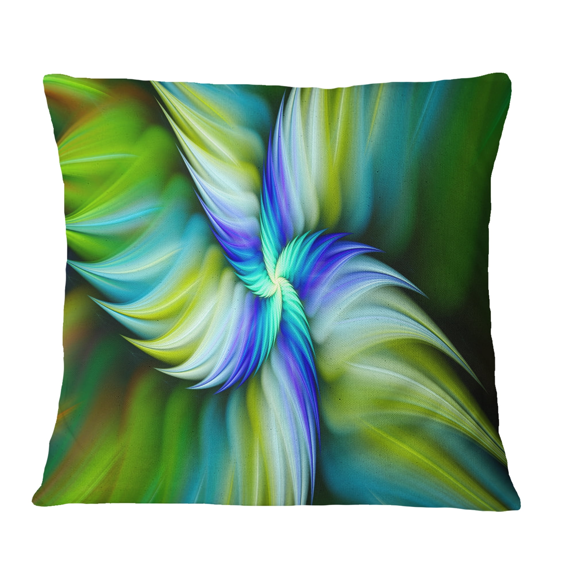 Designart Rotating Fractal Green Star - Floral Throw Pillow - 18x18