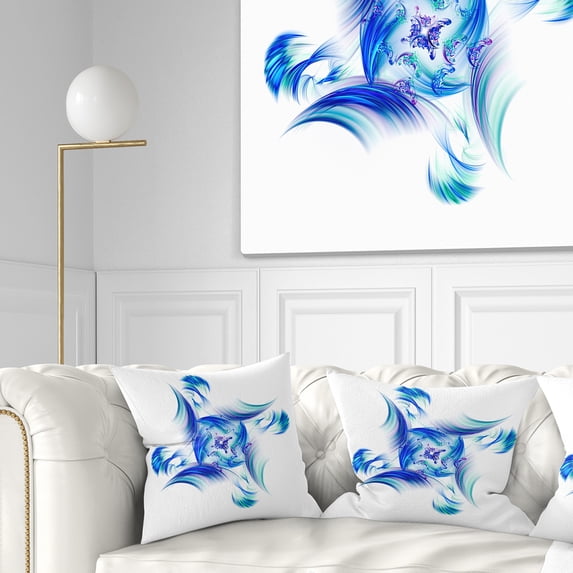 Designart Rotation of Small Universe Blue Flower - Floral Throw Pillow - 18x18