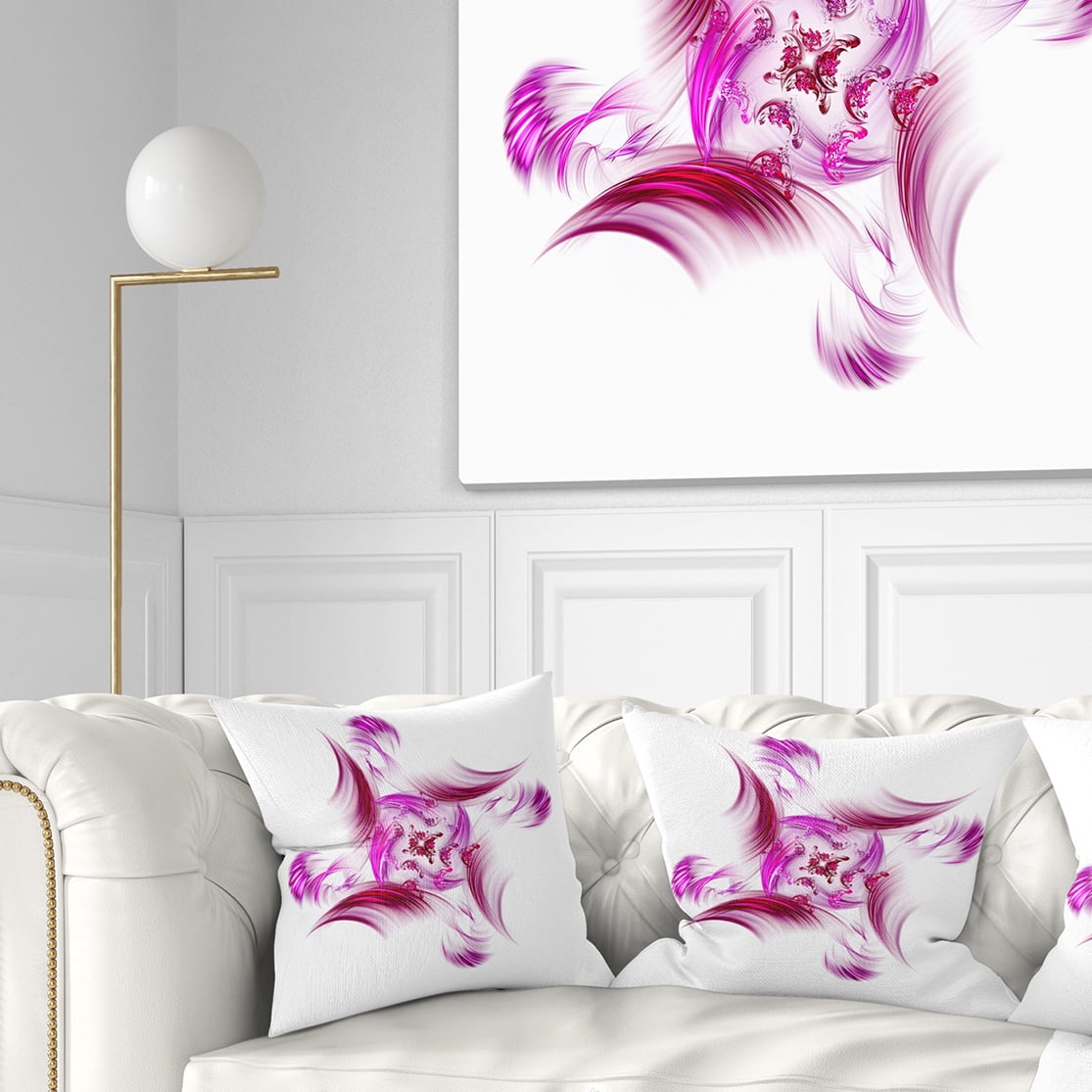 Designart Rotation of Small Universe Purple Flower - Floral Throw Pillow - 16x16