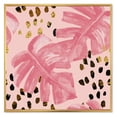 thumbnail image 1 of Designart 'Rough Brush Strokes Pink Colored Monstera I' Tropical Framed Canvas Wall Art Print, 1 of 5