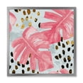 thumbnail image 1 of Designart 'Rough Brush Strokes Pink Colored Monstera II' Tropical Framed Art Print, 1 of 4