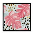 thumbnail image 1 of Designart 'Rough Brush Strokes Pink Colored Monstera II' Tropical Framed Art Print, 1 of 4