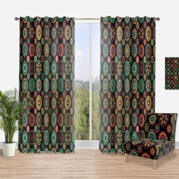 Designart 'Round Ethnic Decorative Geometric Elements' Bohemian & Eclectic Curtain Panel