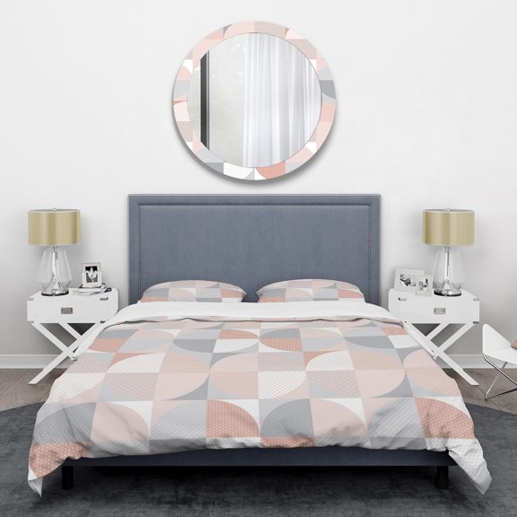 Designart 'Round geometric textured pattern' Mid-Century Modern Duvet Cover Set