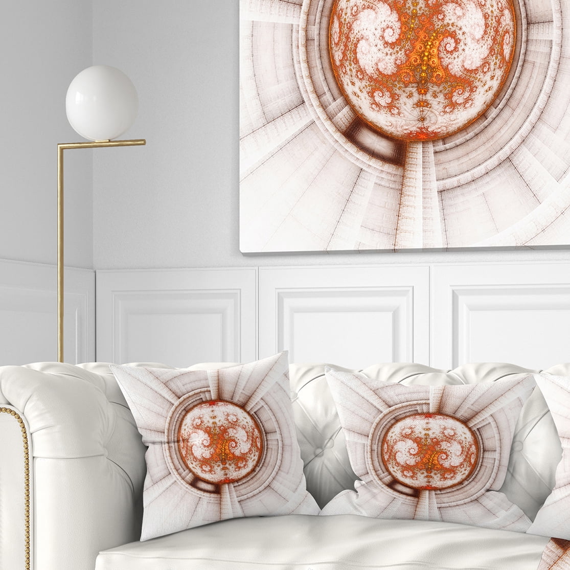 Designart Rounded Brown Fractal Flower - Abstract Throw Pillow - 16x16