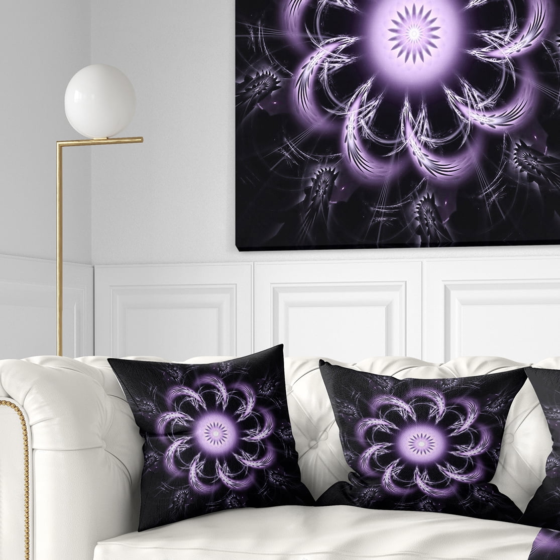 Designart Rounded Light Purple Fractal Flower - Floral Throw Pillow - 18x18