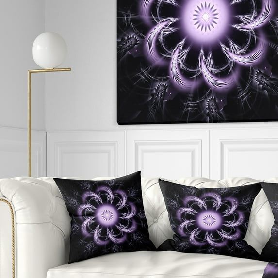 Designart Rounded Light Purple Fractal Flower - Floral Throw Pillow - 18x18