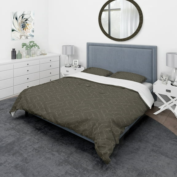 Designart 'Rounded line labyrinth' Vintage Duvet Cover Set