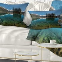 Designart Row of Pine Trees and Mountain Lake - Landscape Printed Throw Pillow - 12x20