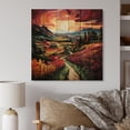 thumbnail image 1 of Designart "Rows of Ruby in Green and Purple Vineyard IV" Farmhouse Print on Natural Pine Wood, 1 of 5