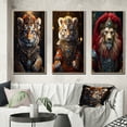 thumbnail image 1 of Designart "Royal Lion Kitten Portrait II" Animals Lion Framed Wall Art Set Of 3 - Brown Lion Frame Gallery Wall Set For Home Decor, 1 of 6
