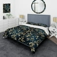 thumbnail image 1 of Designart "Royal Vines In Gold And Blue Botanicals" Floral Bedding Covert Set - Cottage Bed Set With 1 Sham, 1 of 5